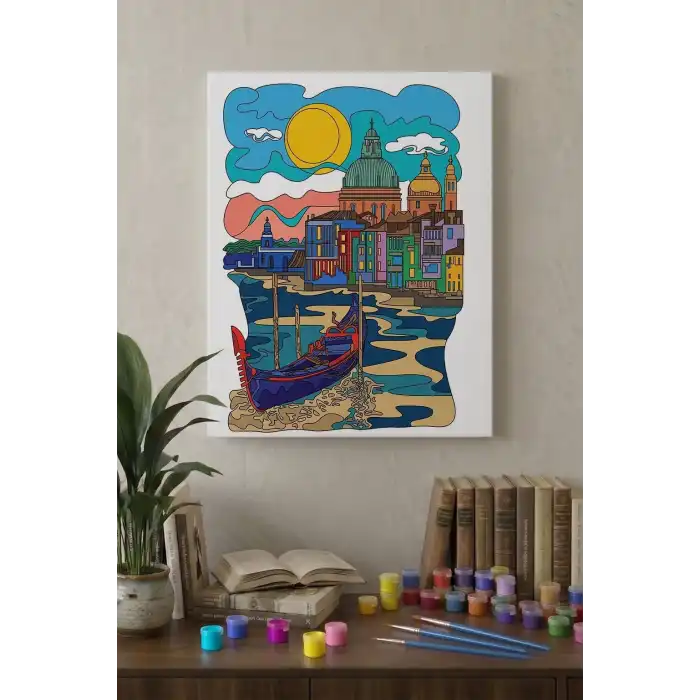 Venedik Manzaralı Mandala Tuval Boyama Seti 40x50 cm