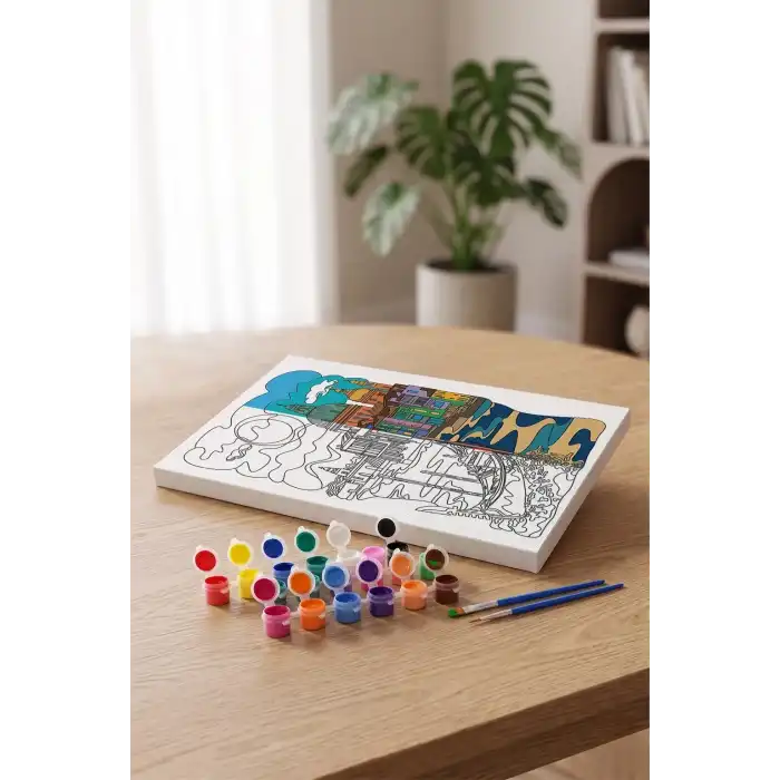 Venedik Manzaralı Mandala Tuval Boyama Seti 40x50 cm