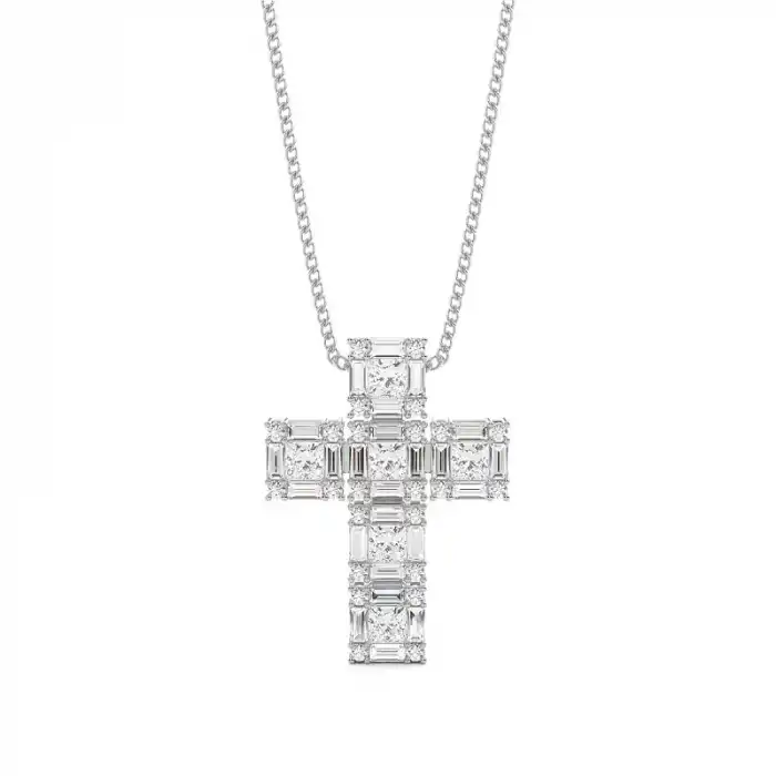 White Gold Cross Diamond Pendants