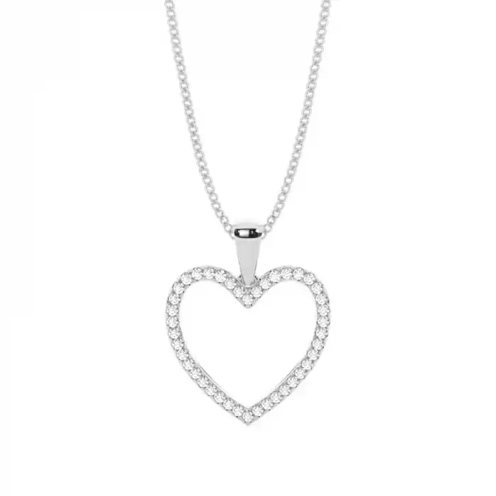 White Gold Heart Diamond Pendants