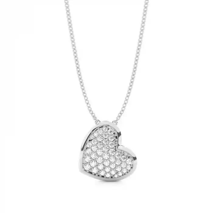 White Gold Heart Diamond Pendants