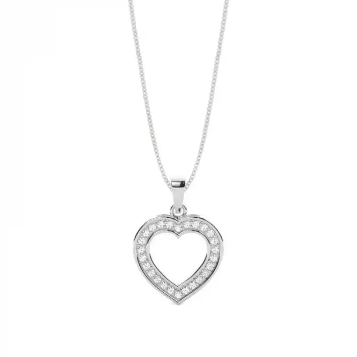 White Gold Heart Diamond Pendants