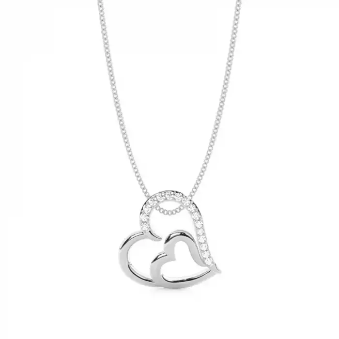 White Gold Heart Diamond Pendants