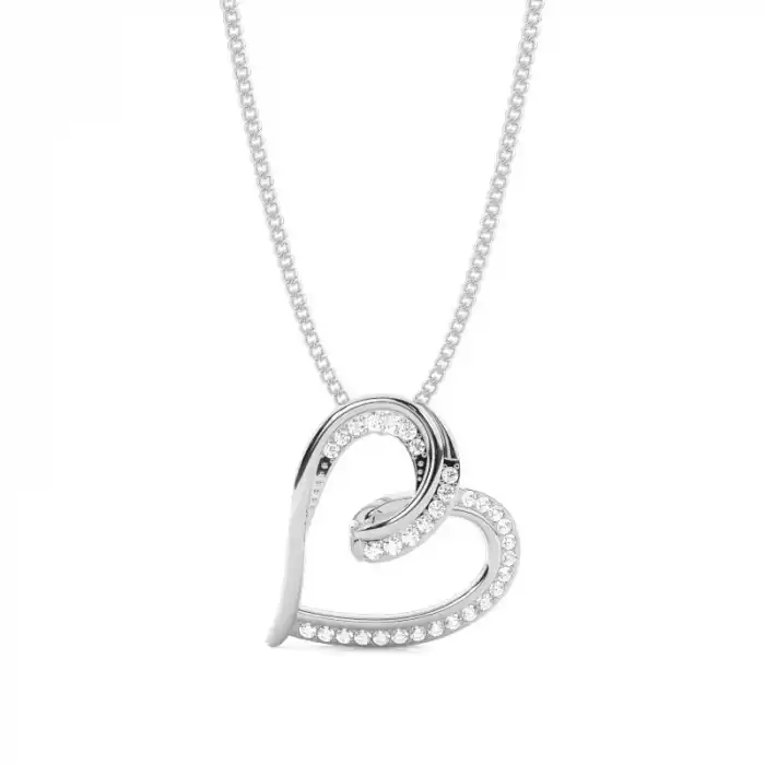 White Gold Heart Diamond Pendants