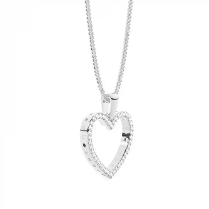 White Gold Heart Diamond Pendants