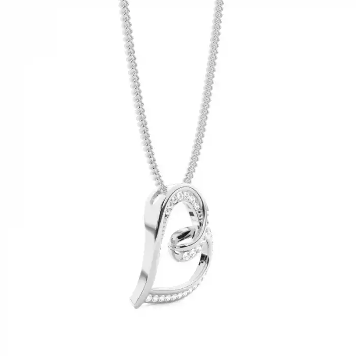 White Gold Heart Diamond Pendants