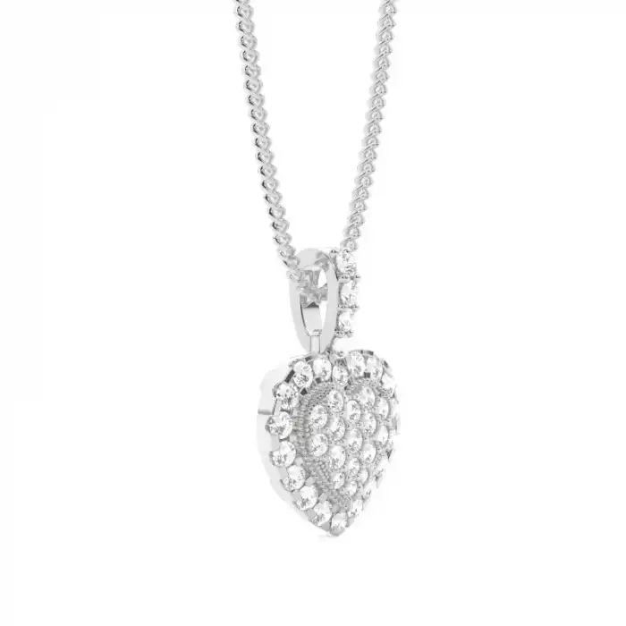 White Gold Heart Diamond Pendants
