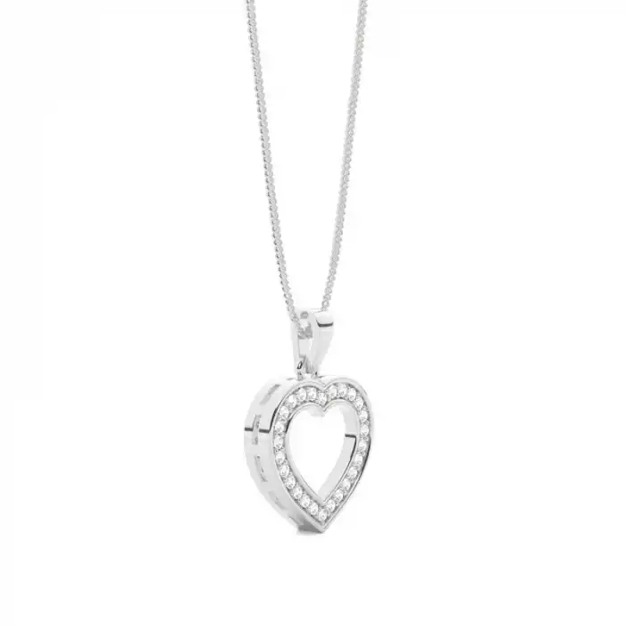 White Gold Heart Diamond Pendants