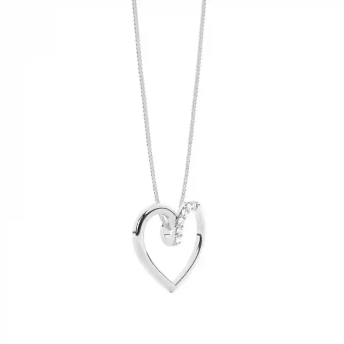 White Gold Heart Diamond Pendants