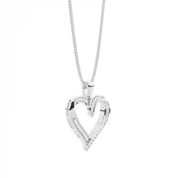 White Gold Heart Diamond Pendants