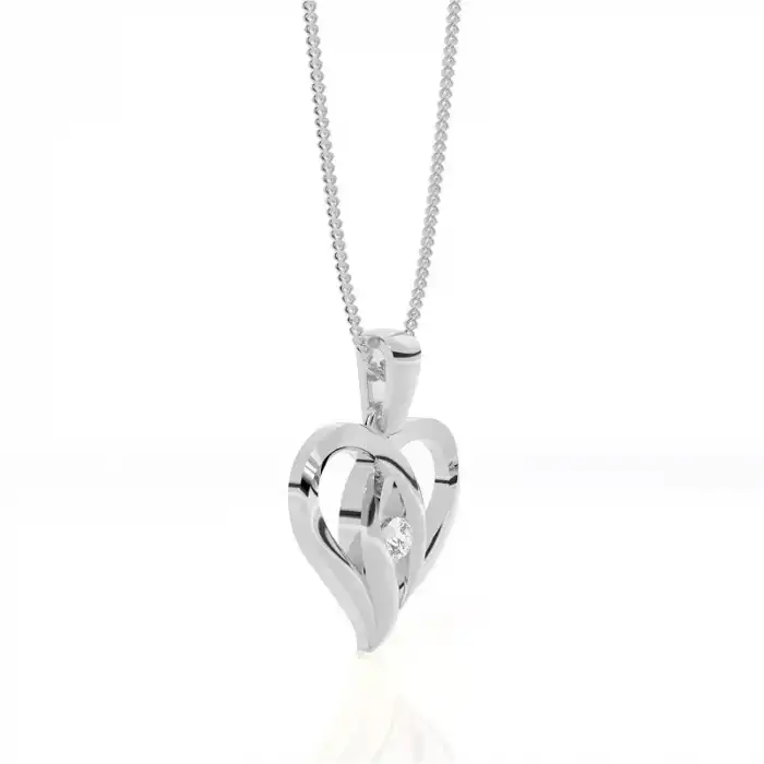 White Gold Heart Diamond Pendants