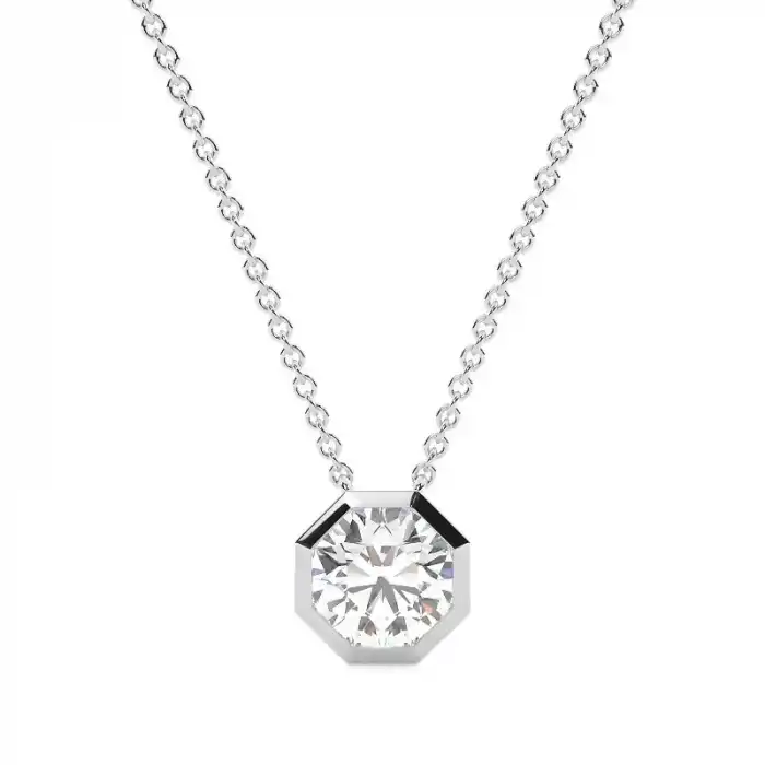 White Gold Solitaire Pendant Necklaces