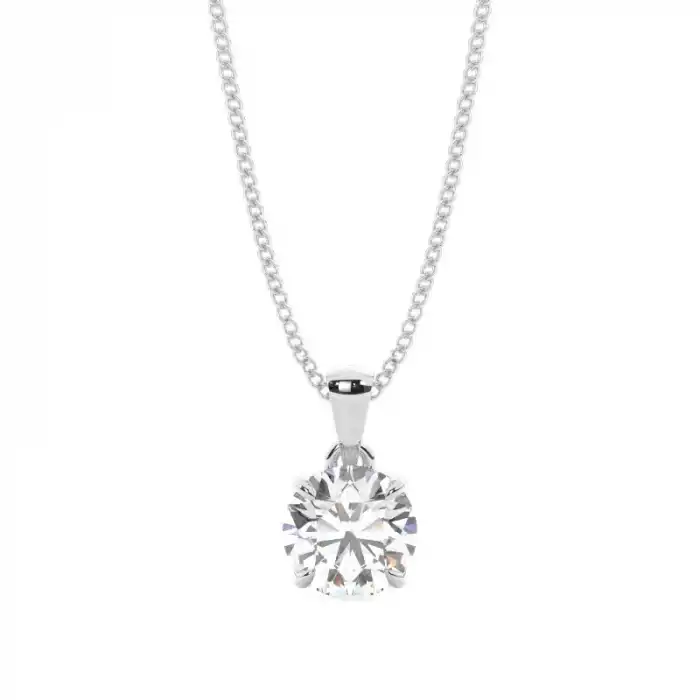 White Gold Solitaire Pendant Necklaces