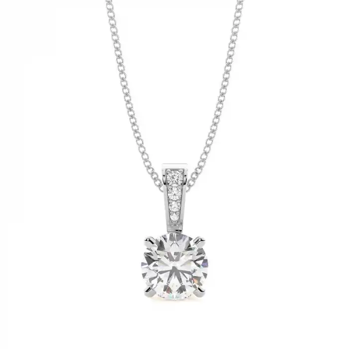 White Gold Solitaire Pendant Necklaces