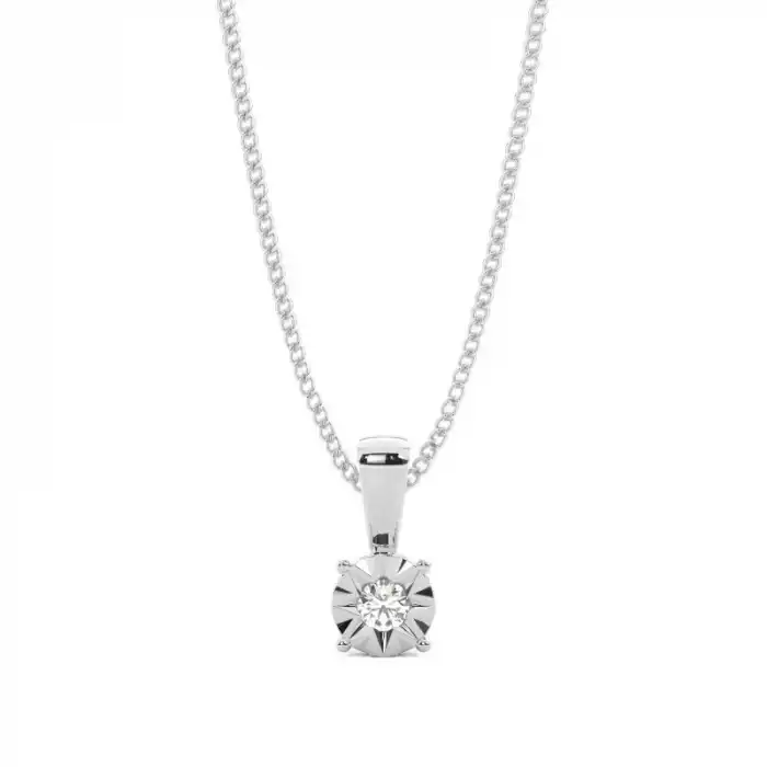 White Gold Solitaire Pendant Necklaces