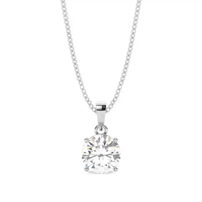 White Gold Solitaire Pendant Necklaces