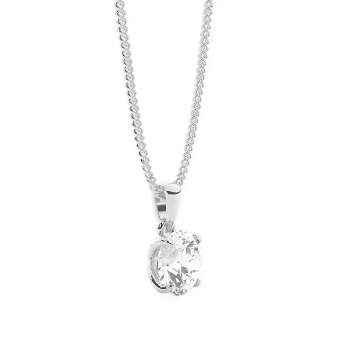 White Gold Solitaire Pendant Necklaces