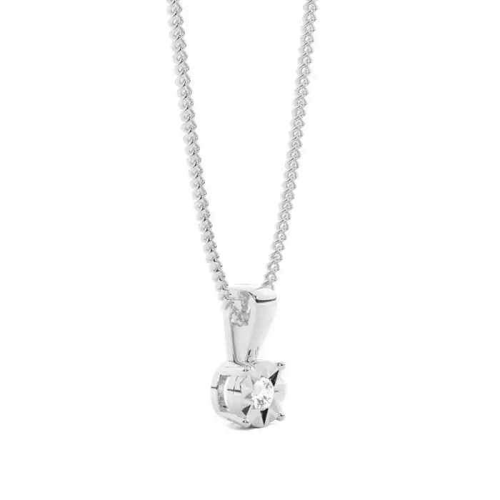 White Gold Solitaire Pendant Necklaces