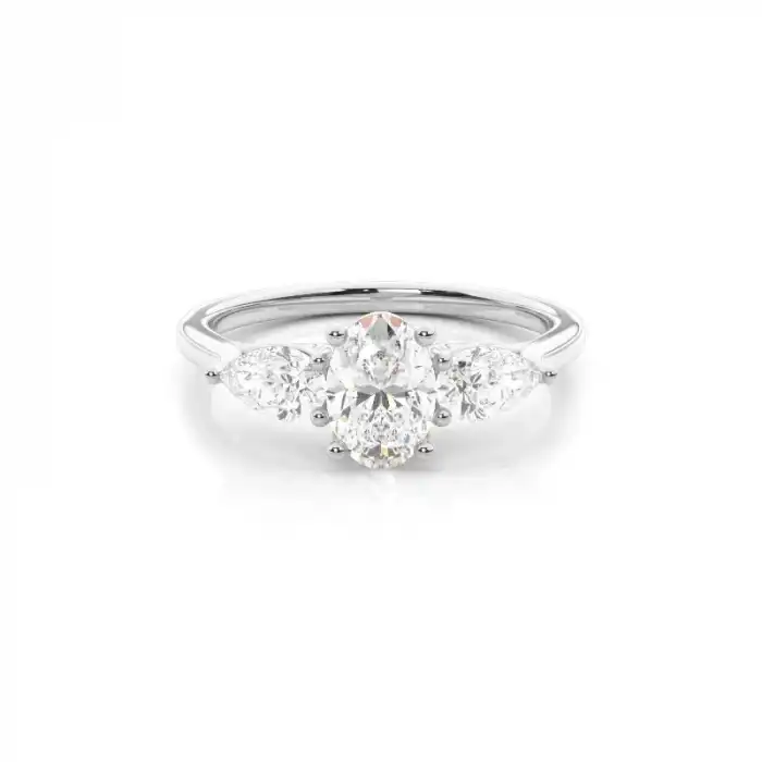 White Gold Three Stone Diamond Rings