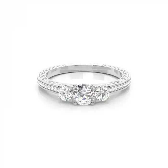 White Gold Three Stone Diamond Rings