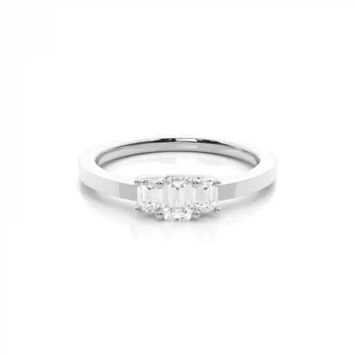 White Gold Three Stone Diamond Rings