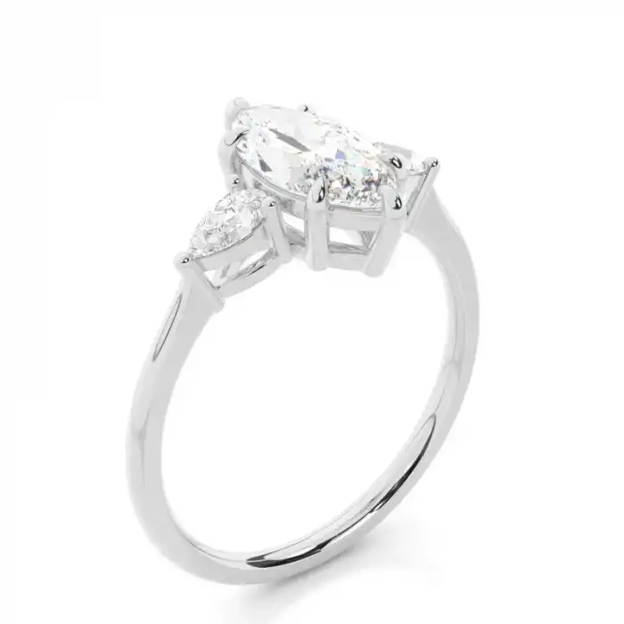 White Gold Three Stone Diamond Rings
