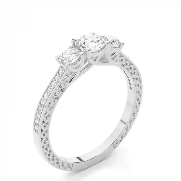White Gold Three Stone Diamond Rings