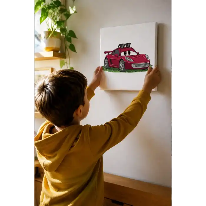 Yarış Arabası Boyama Tuvali – Şövalesiz Boya Seti 20x20