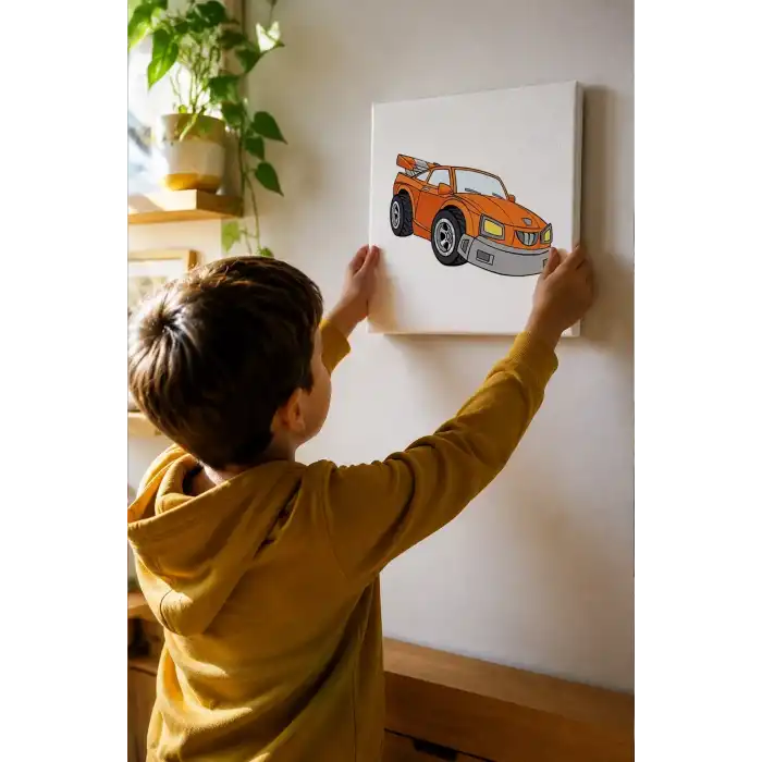 Yarış Arabası Boyama Tuvali – Şövalesiz Boya Seti 20x20