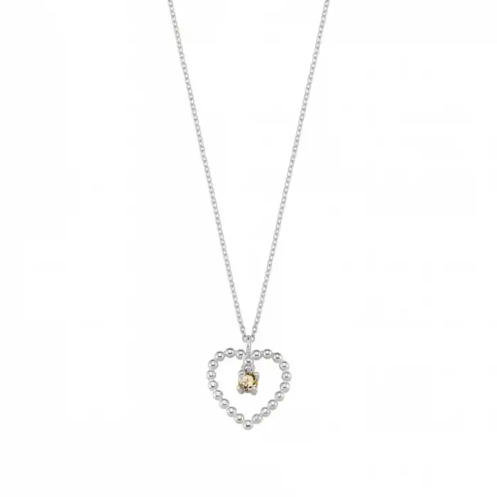 Yellow Beaded Heart Necklace