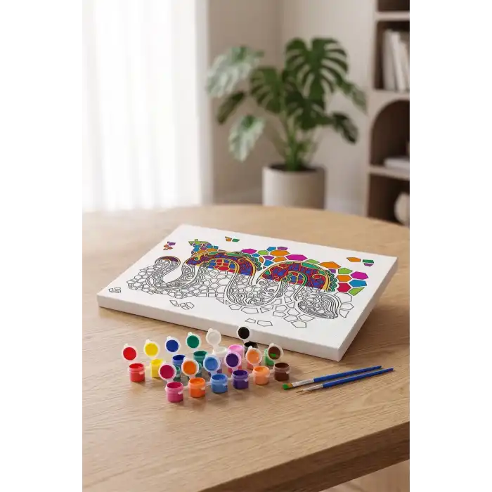 Yılan Desenli Mandala Tuval Boyama Seti 40x50 cm