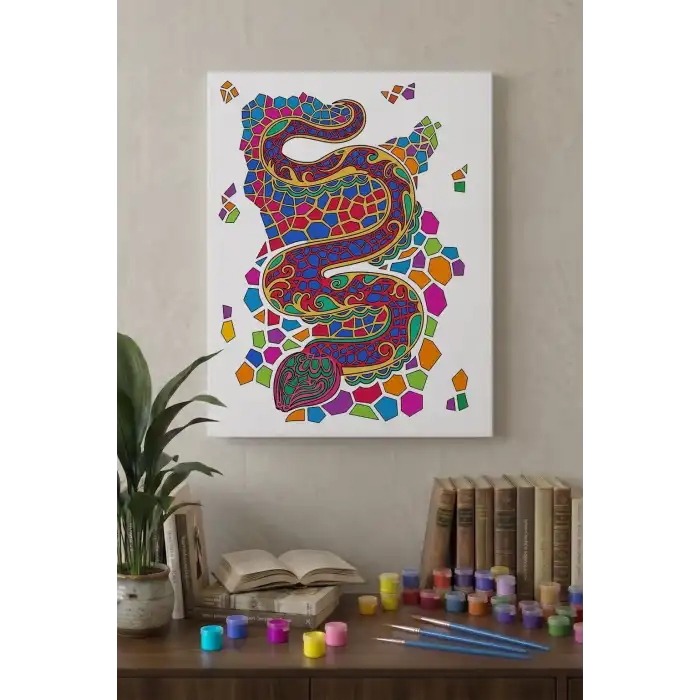 Yılan Desenli Mandala Tuval Boyama Seti 40x50 cm