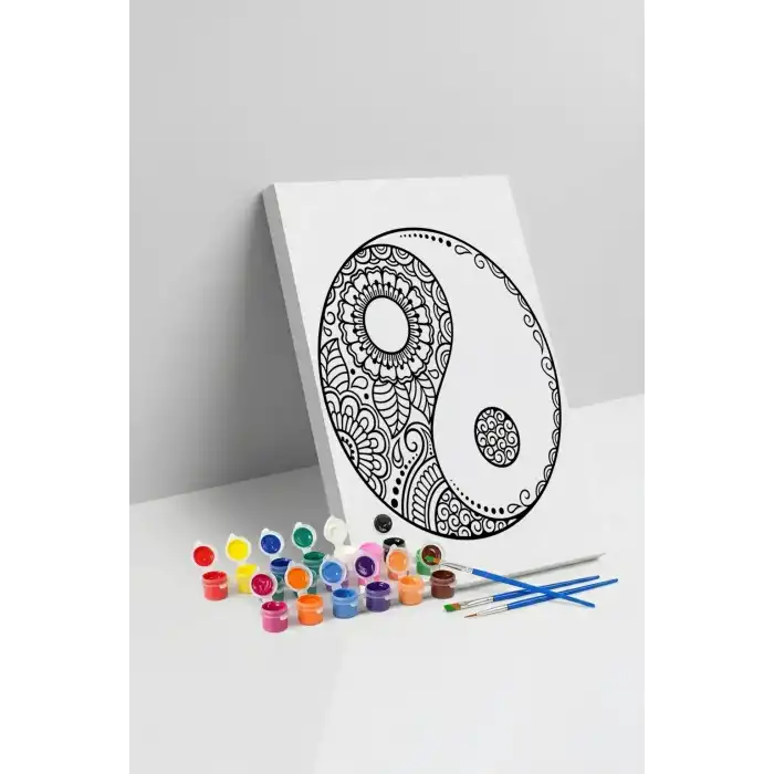 Yin Yang Desenli Mandala Tuval Boyama Seti 40x50 cm