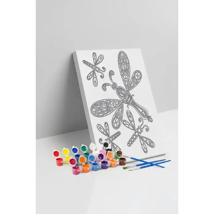 Yusufçuk Desenli Mandala Tuval Boyama Seti 40x50 cm