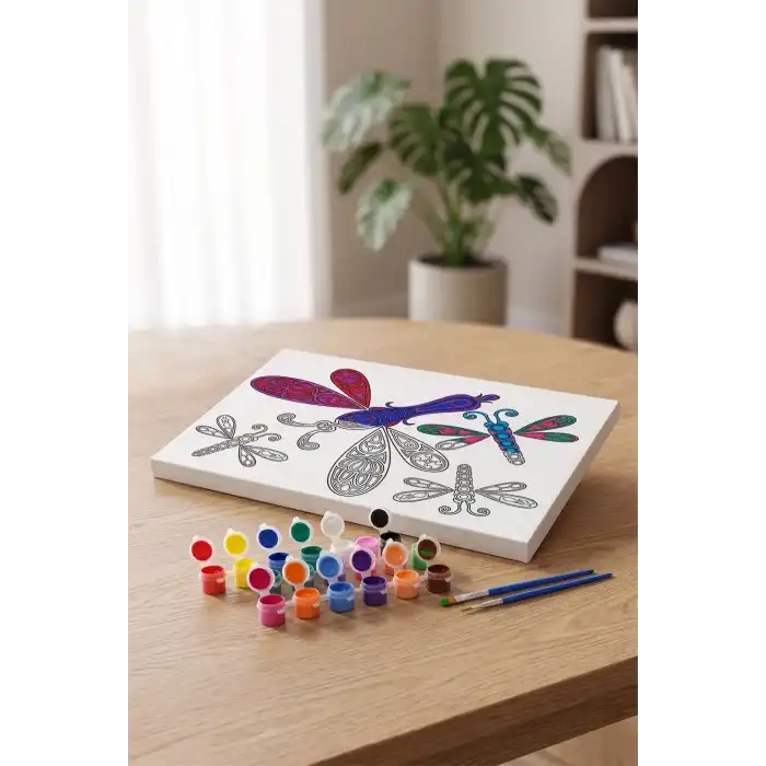 Yusufçuk Desenli Mandala Tuval Boyama Seti 40x50 cm