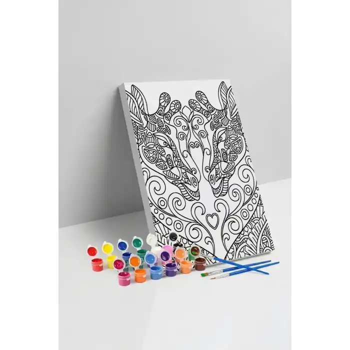 Zürafa Desenli Mandala Tuval Boyama Seti 40x50 cm