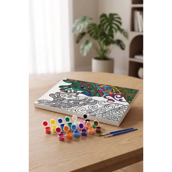 Zürafa Desenli Mandala Tuval Boyama Seti 40x50 cm