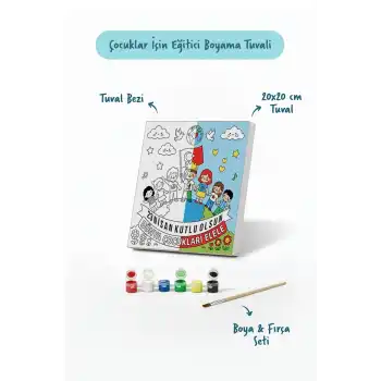 23 Nisan Dünya Çocukları Temalı Boyama Tuvali – Şövalesiz Boya Seti 20x20