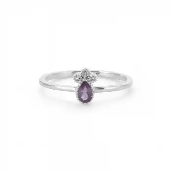 Amethyst Teardrop & Diamond Accent Ring