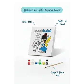 Annemizin Günü Temalı Eğitici Boyama Tuvali – Şövalesiz Set 20x20 cm
