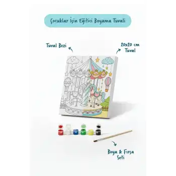 Atlı Karınca Temalı Çocuk Boyama Tuvali – Şövalesiz Eğitici Boyama Seti 20x20 cm