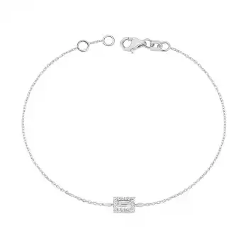 Baguette Center & Side Stone Diamond Chain Bracelet