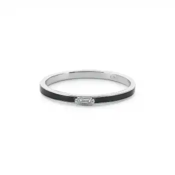 Baguette Diamond Black Enamel Ring