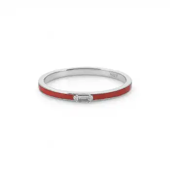 Baguette Diamond Rouge Enamel Ring