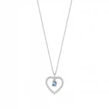 Blue Beaded Heart Necklace