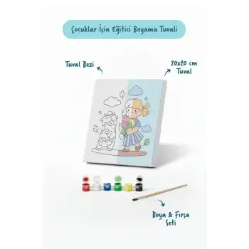Çiçek Buketi Boyama Tuvali – Şövalesiz Boya Seti 20x20