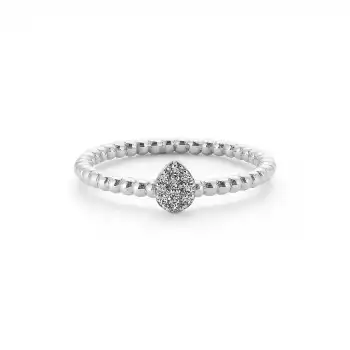 Classic Teardrop Pave Diamond Ring