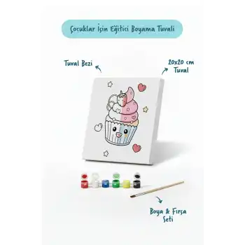 Cupcake Fil Boyama Tuvali – Şövalesiz Boya Seti 20x20