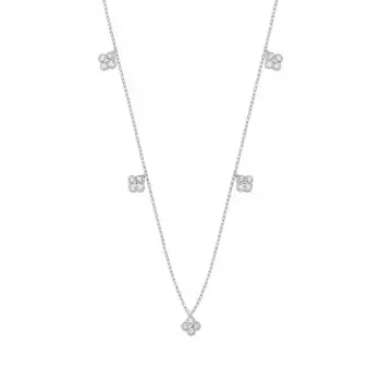 Dangling Clover Diamond Pendant Necklace