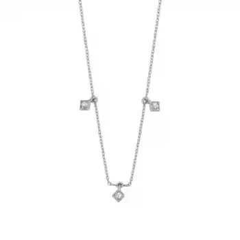Dangling Three-Stone Diamond Pendant Necklace